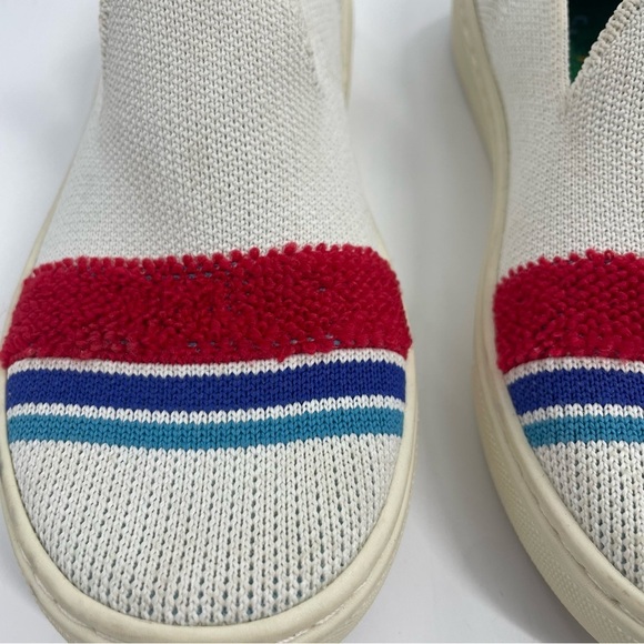 Rothy's Lollypop Slip on white Sneakers with red stripe washable preppy size 13 - Picture 4 of 9